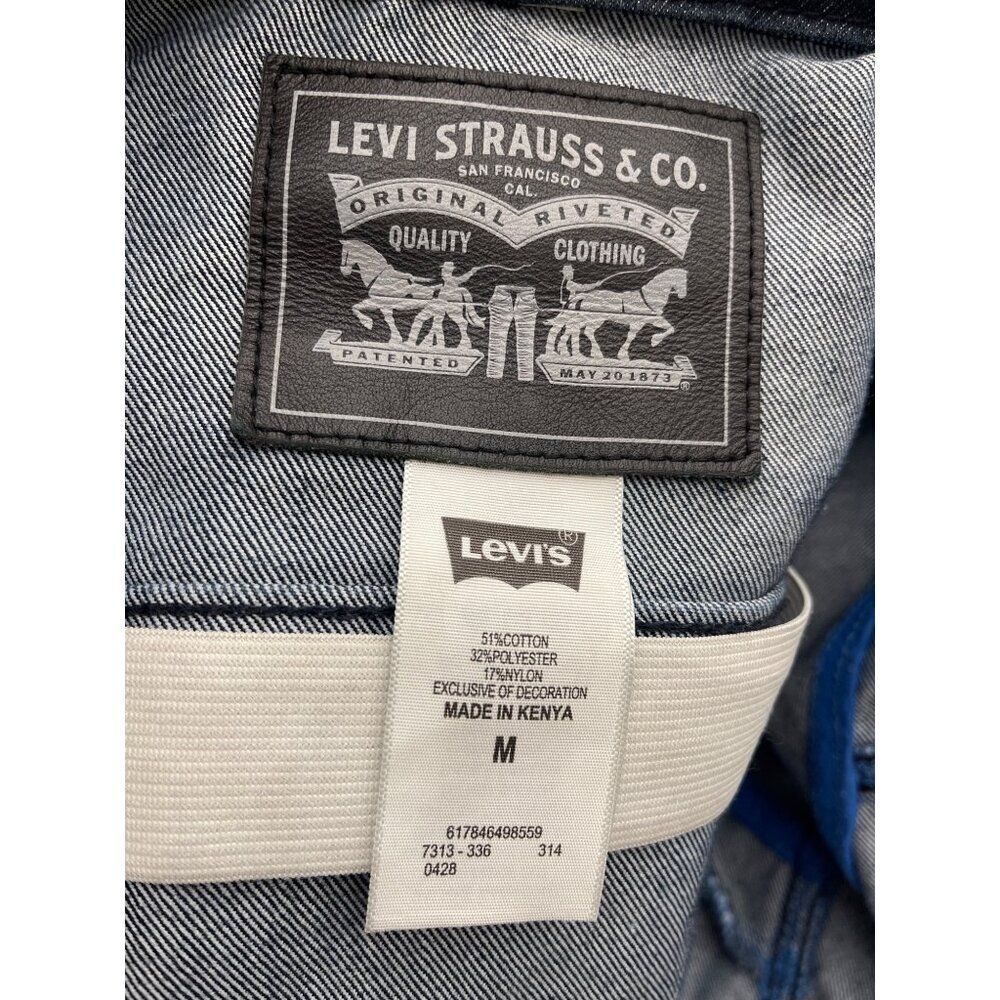 Levi Strauss & Co Women Long Sleeve Blue Denim Trucker Hoodie Jacket Size M - Picture 14 of 15